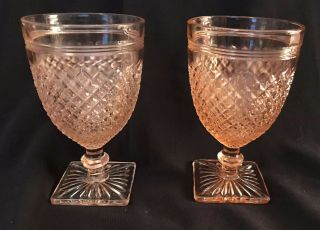 Anchor Hocking Pink Miss America Two 5.  5 " Footed Goblets