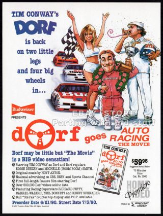 Dorf Goes Auto Racing_orig.  1990 Trade Print Ad Promo_tim Conway_eddie Deezen