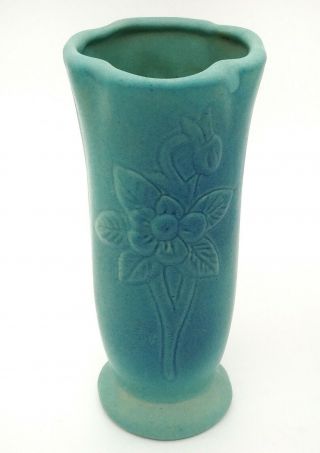 1940s Antique Van Briggle Pottery Blue Turquoise Columbine Vase