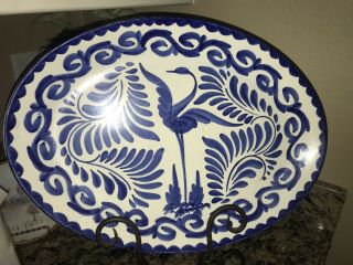 Hecho - En Mexico Anfora Pottery Blue White Platter