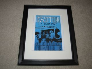 Framed Led Zeppelin Concert Mini Poster,  1977 U.  S.  Tour,  14 " X16.  5 " Rare