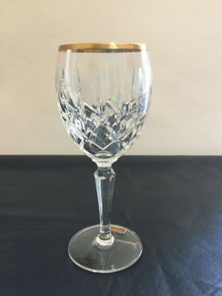 Gorham Lady Anne Gold Trim Lead - Crystal Water Goblet 7 5/8 "