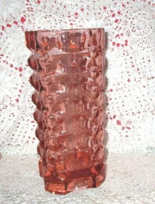 Vintage Aroroc Of France Large Rosaline Pink Cubist Vase 9 3/4 In