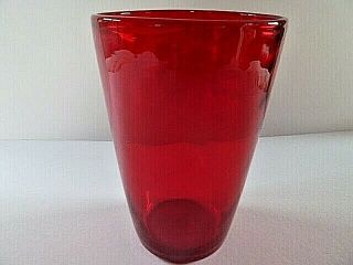 Vintage Whitefriars Art Glass Ruby Red Vase - - - Label 3473 Attached - - 8inch Tall