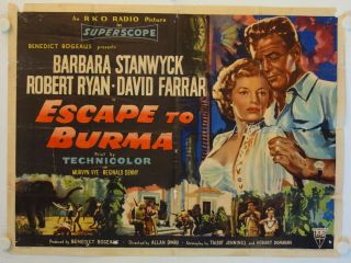 Escape To Burma Release British Quad Movie Poster