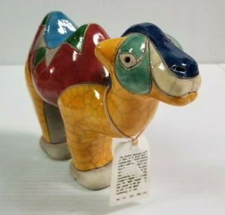 The Fenix Raku Pottery Camel 2 Humps Figurine Hand Made In South Africa