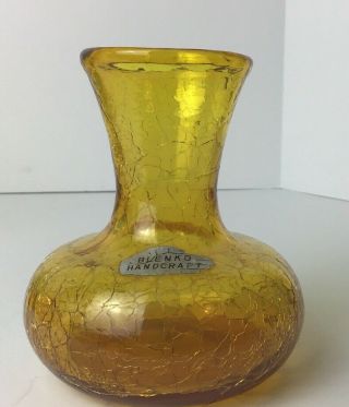 Blenko Mini Vase In Gold Wheat Color 4 - 1/2” Tall Vintage