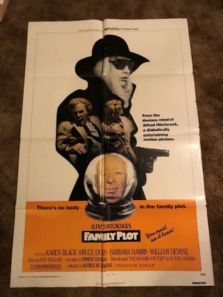 Alfred Hitchcock Family Plot 27 " X 41 " 1972 One Sheet Movie Poster