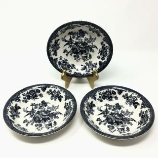 Royal Stafford Black Asiatic Pheasant Bird Cereal / Soup Bowls - Set Of 3