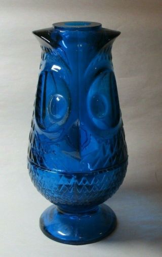 Viking Blue Glass Owl Shaped 2 Piece Fairy Lamp