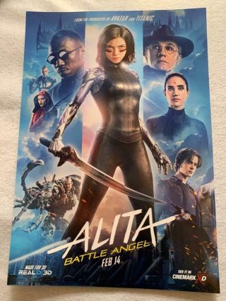 Alita: Battle Angel 12x17.  5 Promo Movie Poster Cinemark Fan Event