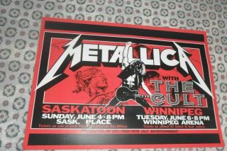 The Cult Metallica Tour Poster Us $29.  00