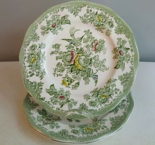 3 Dinner Plates 10 " Wide Kent Wedgwood Green Multicolor