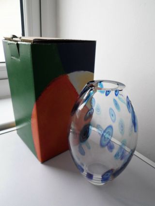 Modern Design Dartington Glass Blue & Clear Glass Vase