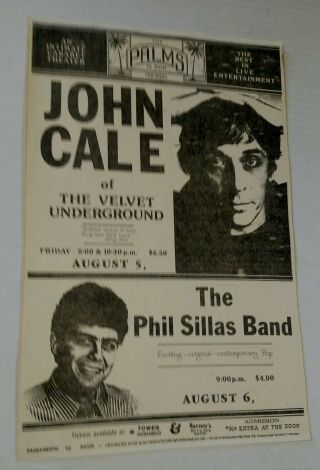 John Cale 1983 The Palms Davis Ca Concert Poster Velvet Underground