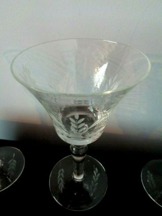 Set of 11 Rare Vintage Etched Crystal Glass Etched Flower Pattern Goblets 6