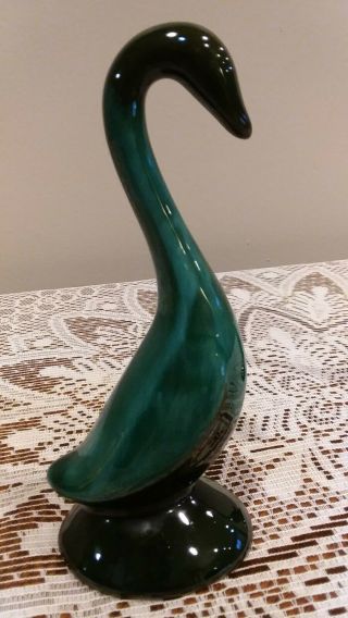 Vintage Blue Mountain Pottery 6 inch Green Drip Glaze Swan Figurines. 6