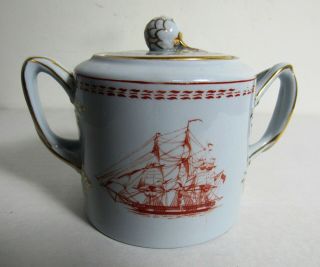 Spode Red Trade Winds Small Sugar Bowl With Lid