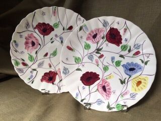 Blue Ridge Pottery Dinner Plate And Rare Round Platter / Chop Plate - Chintz