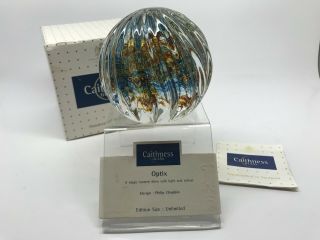 Large Caithness Glass “optix” Glass Paperweight - Stand,  Certificate & Box