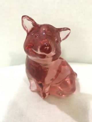 Lenox Fenton Pink Rose Glass Pig Handpainted Vintage