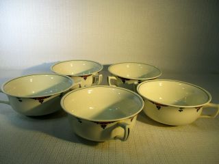Adams English Ironstone Veruschka 5 Cream Soup Bowls White/floral Retired