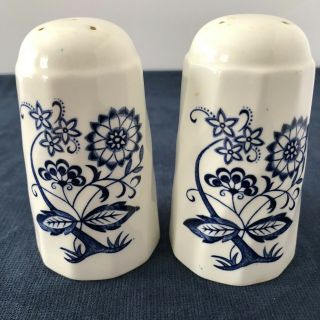 Johnson Brothers Blue Nordic Salt And Pepper Shakers Set Vintage Made In England