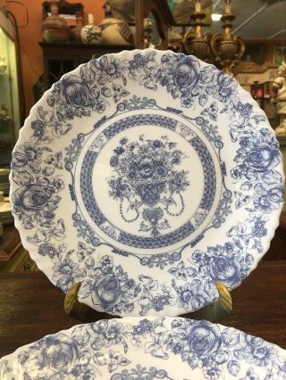 Arcopal France Blue Honorine Scalloped Edge Dinner Plates Set Of Five