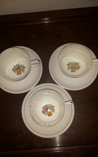 Wedgwood China Cups & Saucers.  Set Of 3 Coffee Cups W/ Saucers.  Belmar 6387