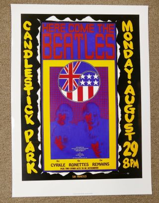Wes Wilson Limited Edition Beatles Final Concert Poster 1966 @ Candlestick Park.