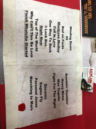 Sammy Hagar Rum 13x18 Standee Poster,  Setlist,  Stage Pick 3