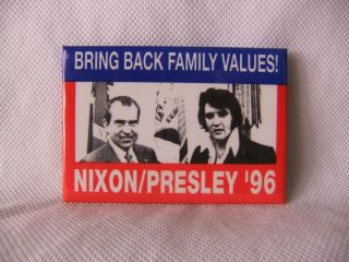 Richard Nixon & Elvis Presley For President 1996 Button 2 " X 3 " Parody The King