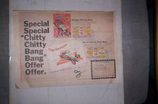 Chitty Chitty Bang Bang Movie Coloring Book Sunday Comic Ad 1969