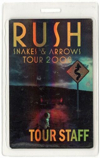 Rush Authentic 2008 Concert Laminated Backstage Pass Snakes & Arrows Tour