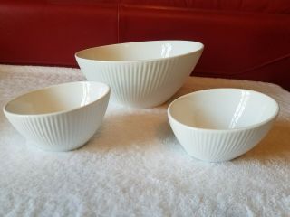 3 Pc Set Corning Corelle Scandia White 27 & 5 Oz.  Porcelain Oval Bowls