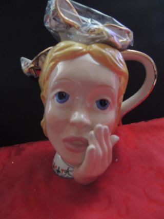 Paul Cardew Disney Alice In Wonderland Tea Pot Large Head Teapot W/ Bow Lid