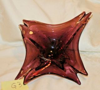 Large Vintage Murano Amethyst Controlled Bubble Glass Bowl
