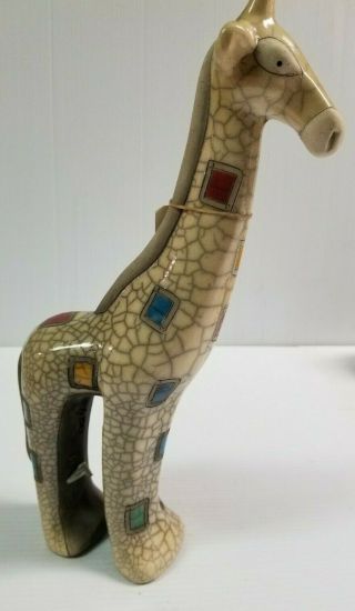 The Fenix Raku Pottery Large Giraffe Figurine Hand Made In South Africa