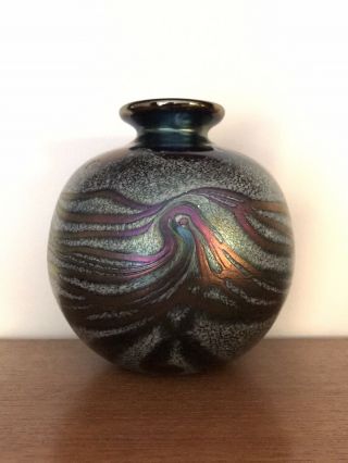 A 1997 Lanmara Scottish Studio Glass Vase Signed & Dated