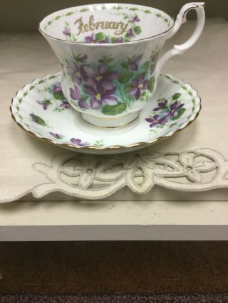 Vintage Tea Cup And Saucer - Flower Of The Month - Violets - Royal Alberts