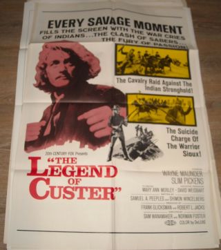 1968 The Legend Of Custer 1 Sheet Movie Poster Wayne Maunder Western Ma Mobley
