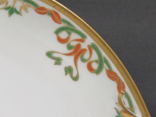 Haviland Limoges Round Cake Plate Platter Red Green Gold Handled 10 