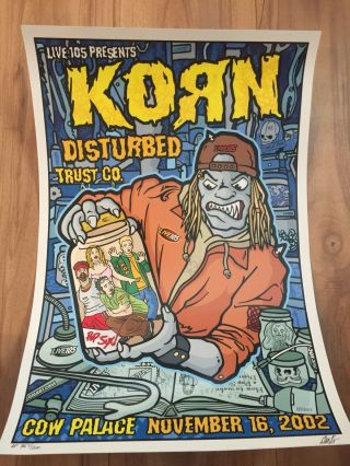 Korn With Distrubed & Trust Co.  11/16/2002 Cow Palace Sf Poster G.  Gordon Le Ap