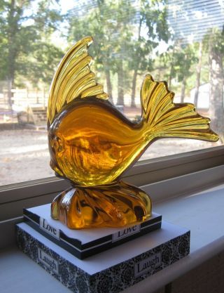 VIKING GLASS AMBER ANGEL FISH 2
