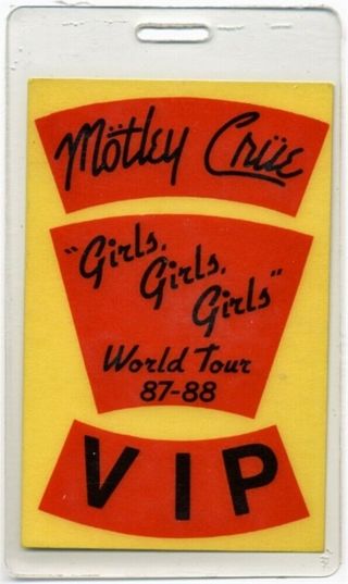 Motley Crue Authentic 1987 Laminated Backstage Pass Girls Girls Girls Tour Vip