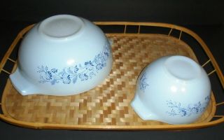 Vintage SET 2 PYREX COLONIAL MIST Blue Cinderella Nesting Mixing Bowls 441,  443 2
