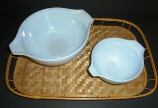 Vintage SET 2 PYREX COLONIAL MIST Blue Cinderella Nesting Mixing Bowls 441,  443 3