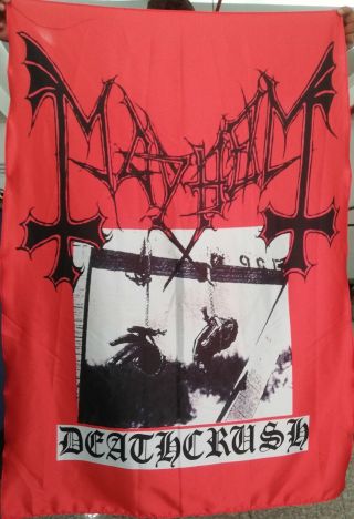 Mayhem Deathcrush Flag Cloth Poster Wall Tapestry Banner Cd Black Metal