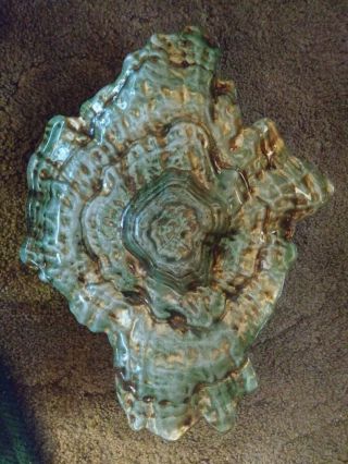 Large Vintage Hand Blown Glass Bowl/ Center Piece Aqua Gold.  18.  5 " ×13.  5 " ×4 " Deep