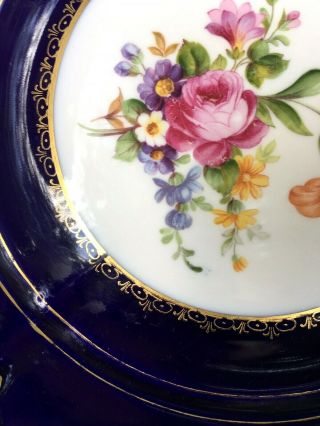 Jlmenau Echt Kobalt Blue Plate Dish Blue W 22K Gold Flowers Decor 11 Inches 6